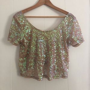 BCBGeneration Sequin Crop Top